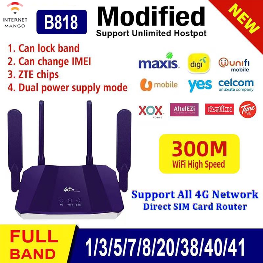 WiFi Router Modem CPE B818 Modified Unlimited Hotspot 4G LTE Modem
