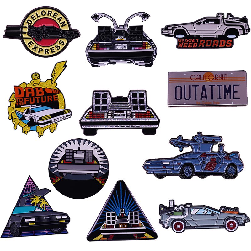 Marty Mcflys Delorean Badge Car Brooch Cool Time Travelling Machine