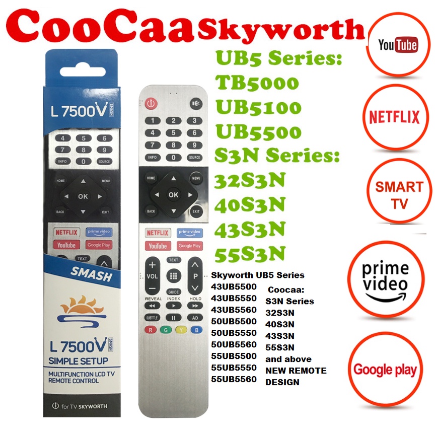 Universal Remote for all Skyworth Coocaa Blaupunkt Walton Yasin Smart