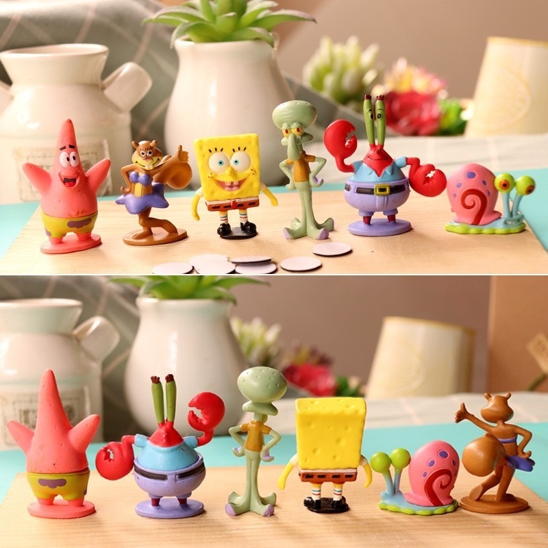 6pcs/set SpongeBob Squarepants Patrick Star Squidward Tentacles Action ...