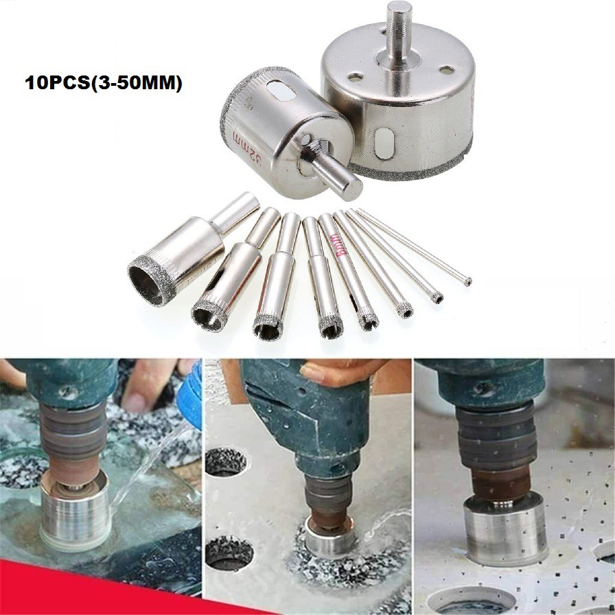 10Pcs Diamond Drill Bit Hole Saws 350mm Saw Set Cut Holes In Tile