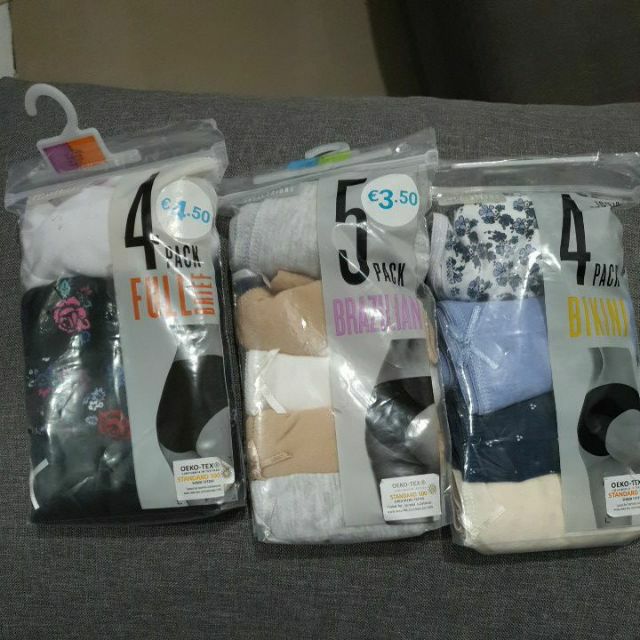 5 Pack Thong Secret Possessions By Primark Size 18-20, Grey, Pink, White