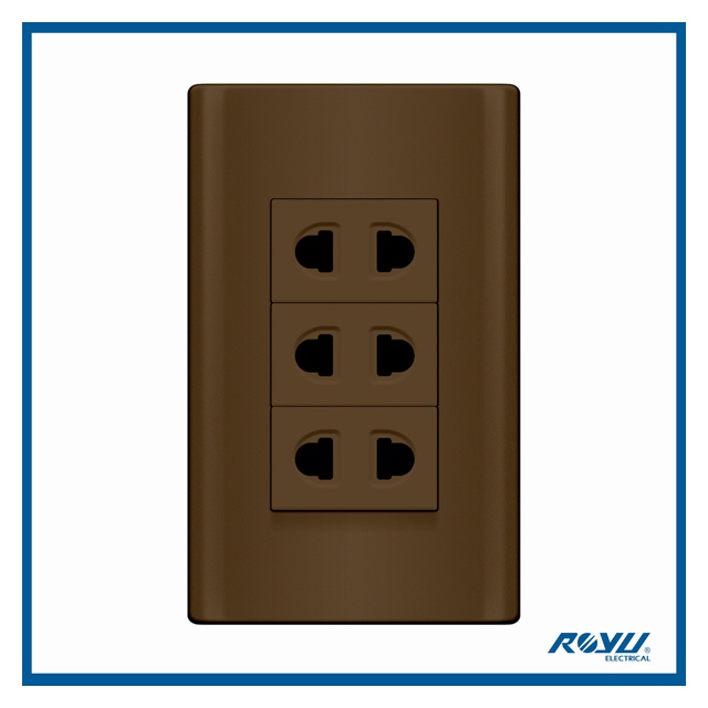 ROYU Outlets Royu Plano Series 3 Gang Outlet Set Dark Wood Shopee