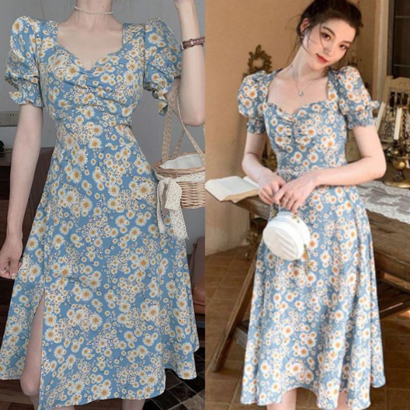 Fashionable Floral French Filipiniana Puff Sleeves w/ Slit Casual ...