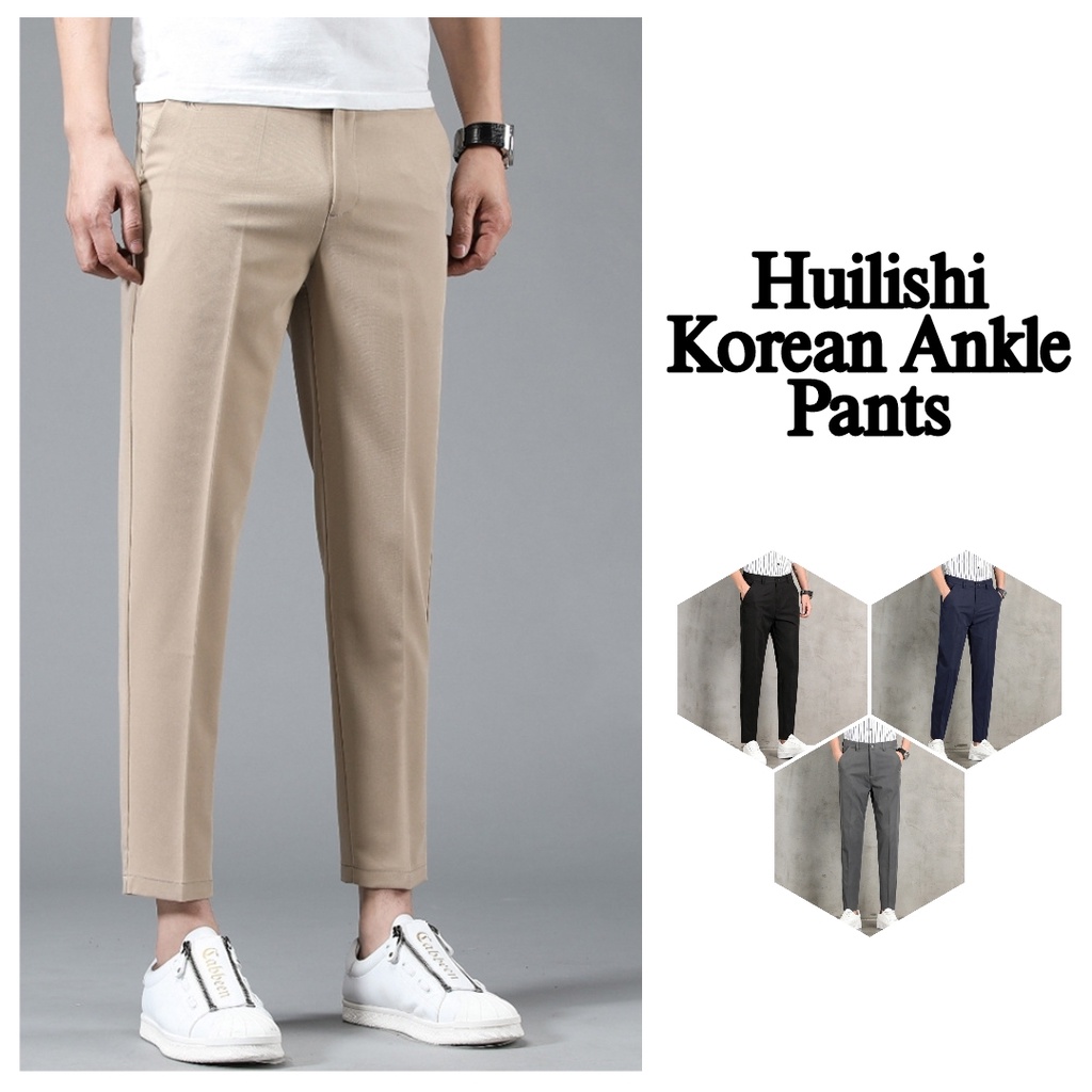 Huilishi Korean Wide Leg Pants for Men 3 Colors Slacks Trouser