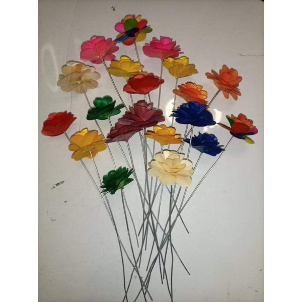 Woodflowers with stem Mini roses ₱75 for 10pcs. | Shopee Philippines