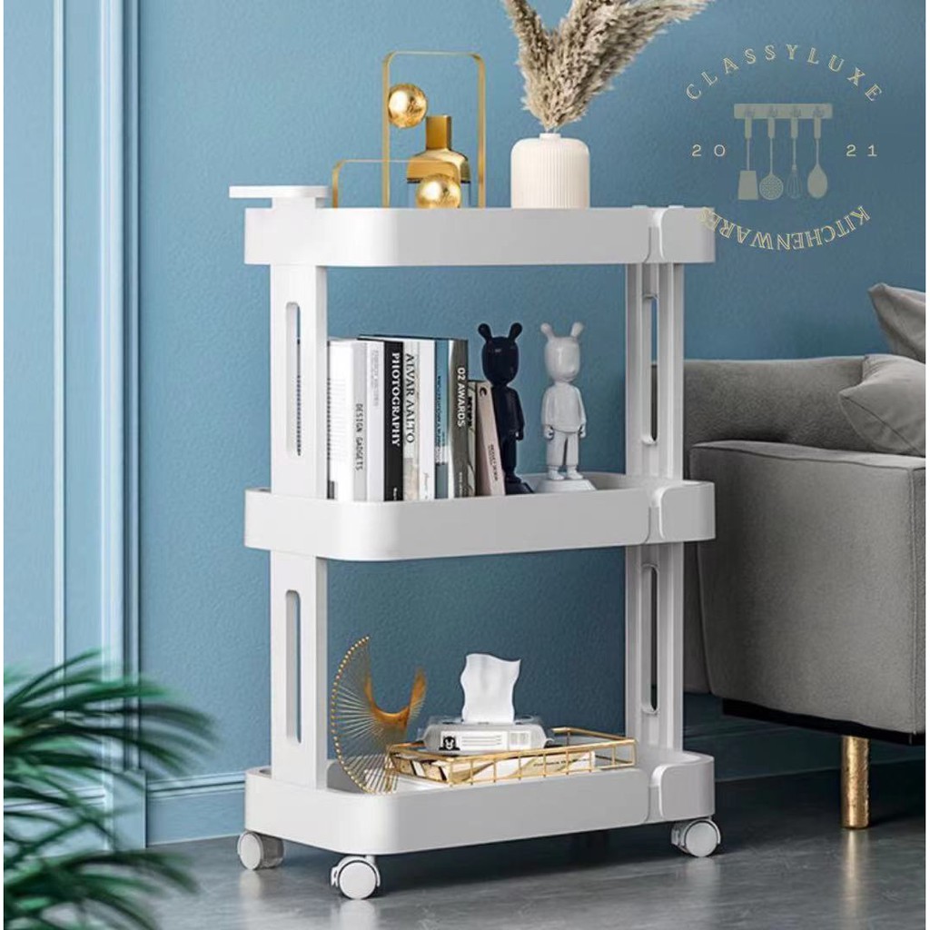 Classy Luxe Trolley Rack Floor Cart Shelf Rack Kitchen Bathroom Snack ...