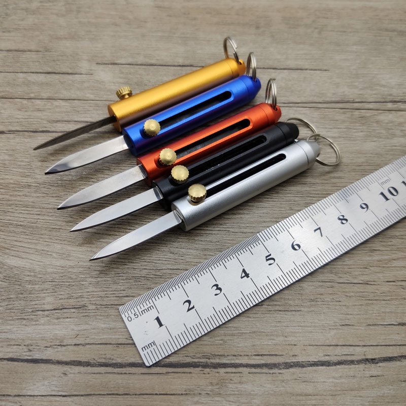 Mini Multi function Sliding Blade Pocket Knife Keychain Aluminum Alloy