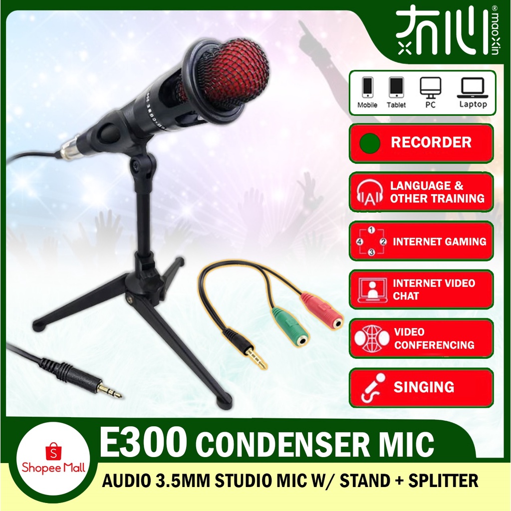 E300 3.5mm Jack Audio Wired Stereo Condenser Microphone Studio ...