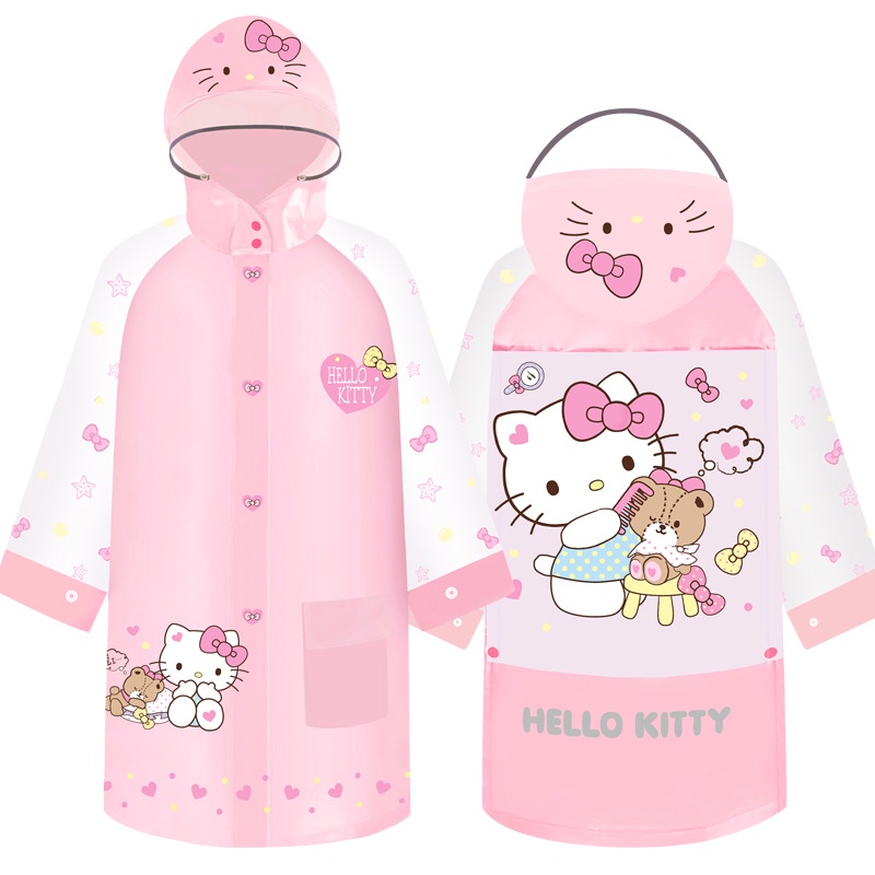 HELLO KITTY Raincoat for kids Fashion PVC Raincoat Suitable for Carrying School Bag