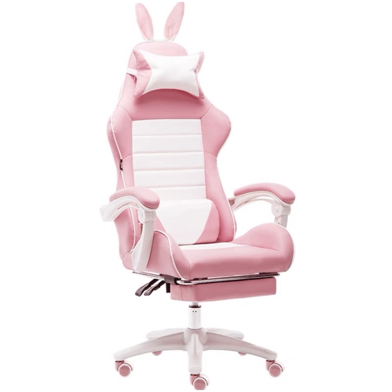 COD Pink Bunny Gaming Chair with Foot Rest Cute Kid Study Soft Leather ...