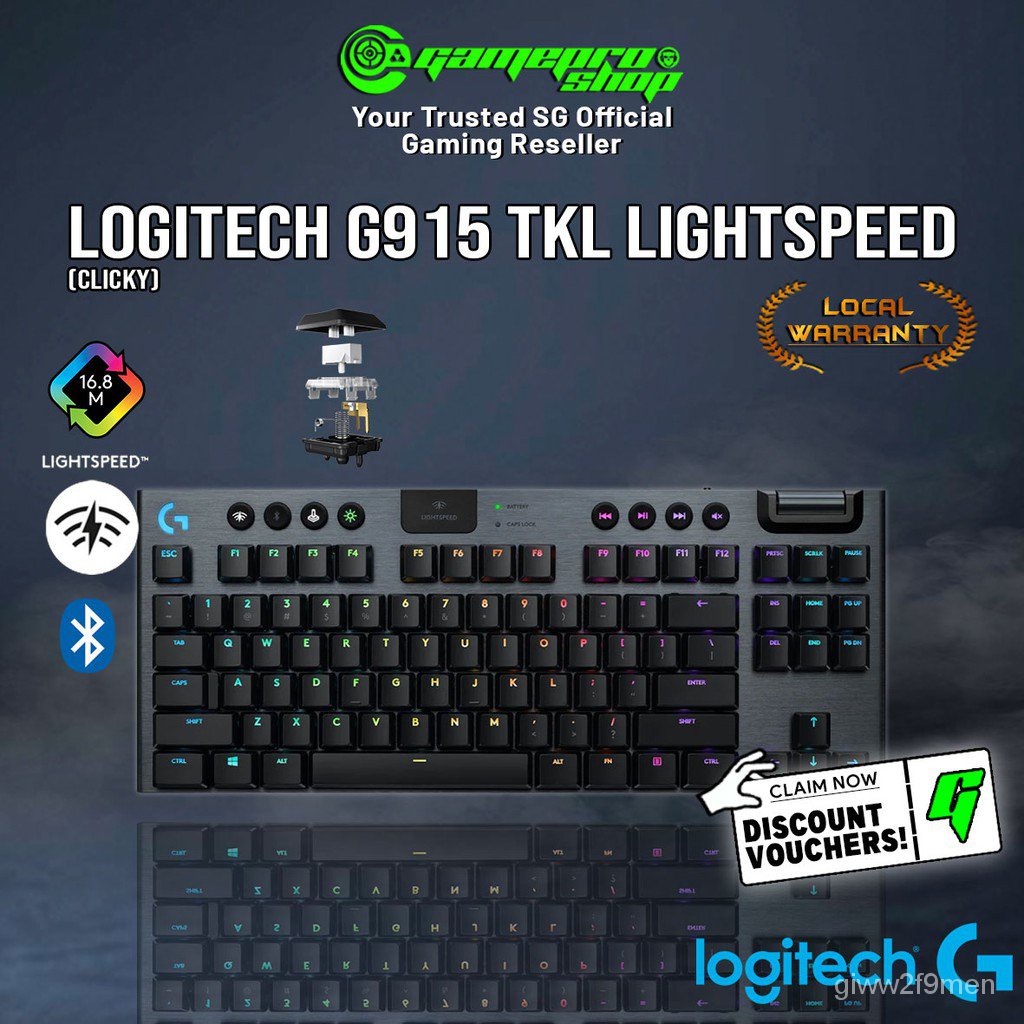 Logitech G915 TKL Lightspeed Wireless (Clicky / Tactile / Linear) RGB