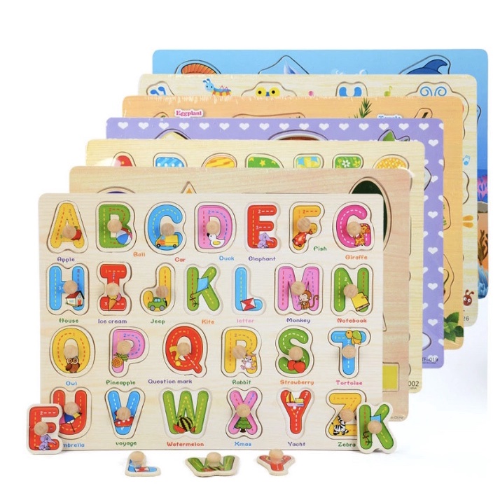 New Baby Learning Toys Montessori Wooden Puzzle Hand Grab Board Early ...