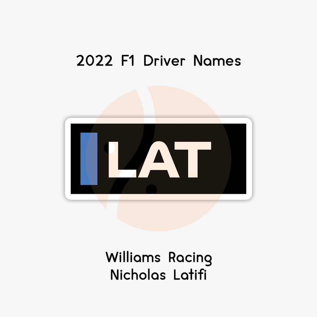 2022 F1 WILLIAMS Driver Sticker | 2