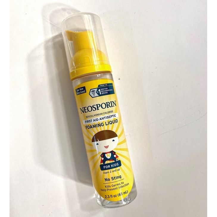 Neosporin First Aid Antiseptic Foaming Liquid for Kids Ages 2 and Up