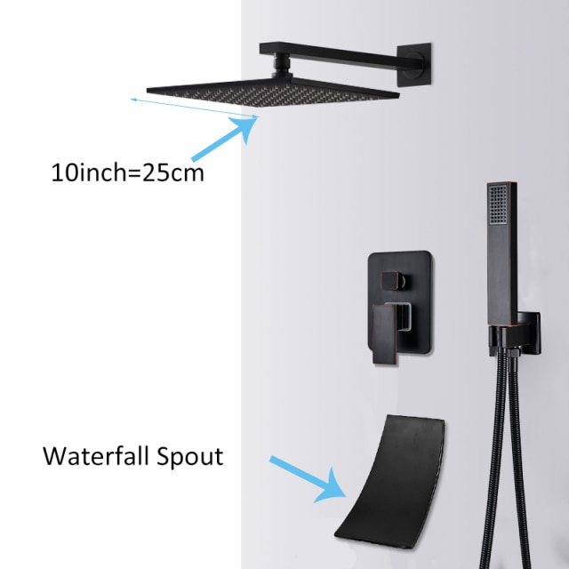 Black Concealed Shower Faucets Set 12