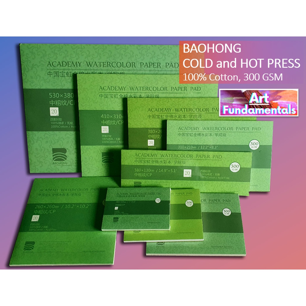 Baohong Academy Watercolor Paper, Block of 20, Artist Grade, Cold Press ...