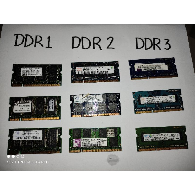 Laptop RAM DDR1, DDR2, DDR3 sodimm Shopee