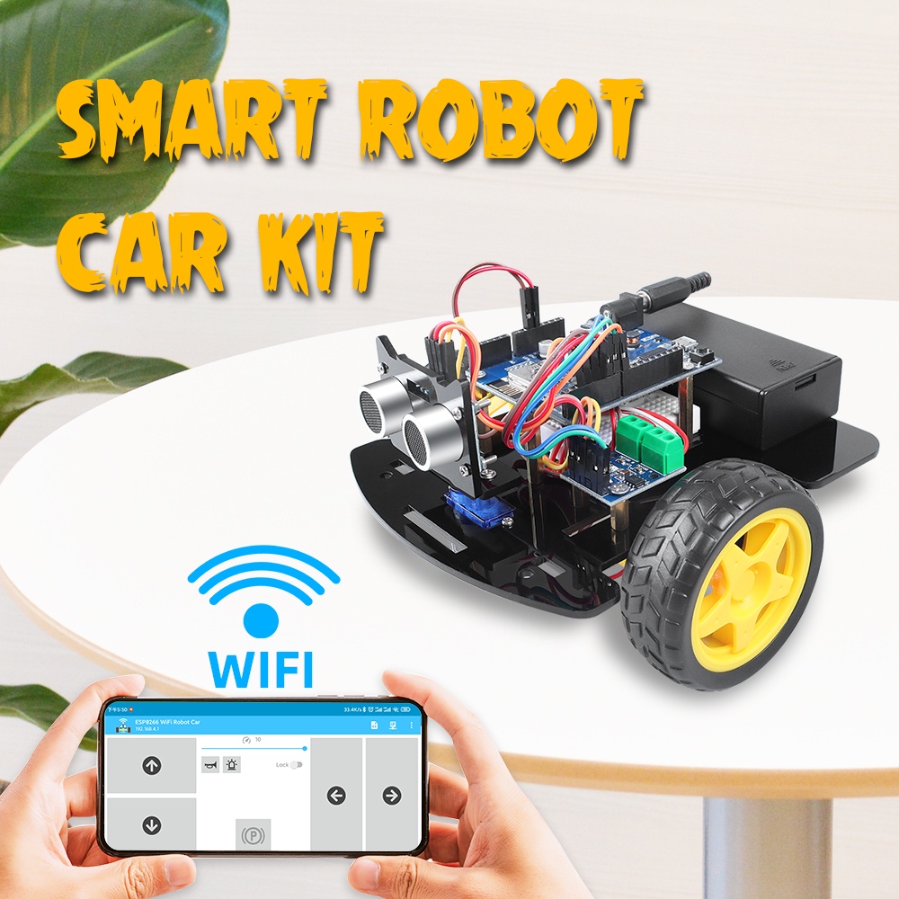 2WD Smart Robot Car Chassis Kit With ESP8266 Wifi Board For Arduino DIY ...