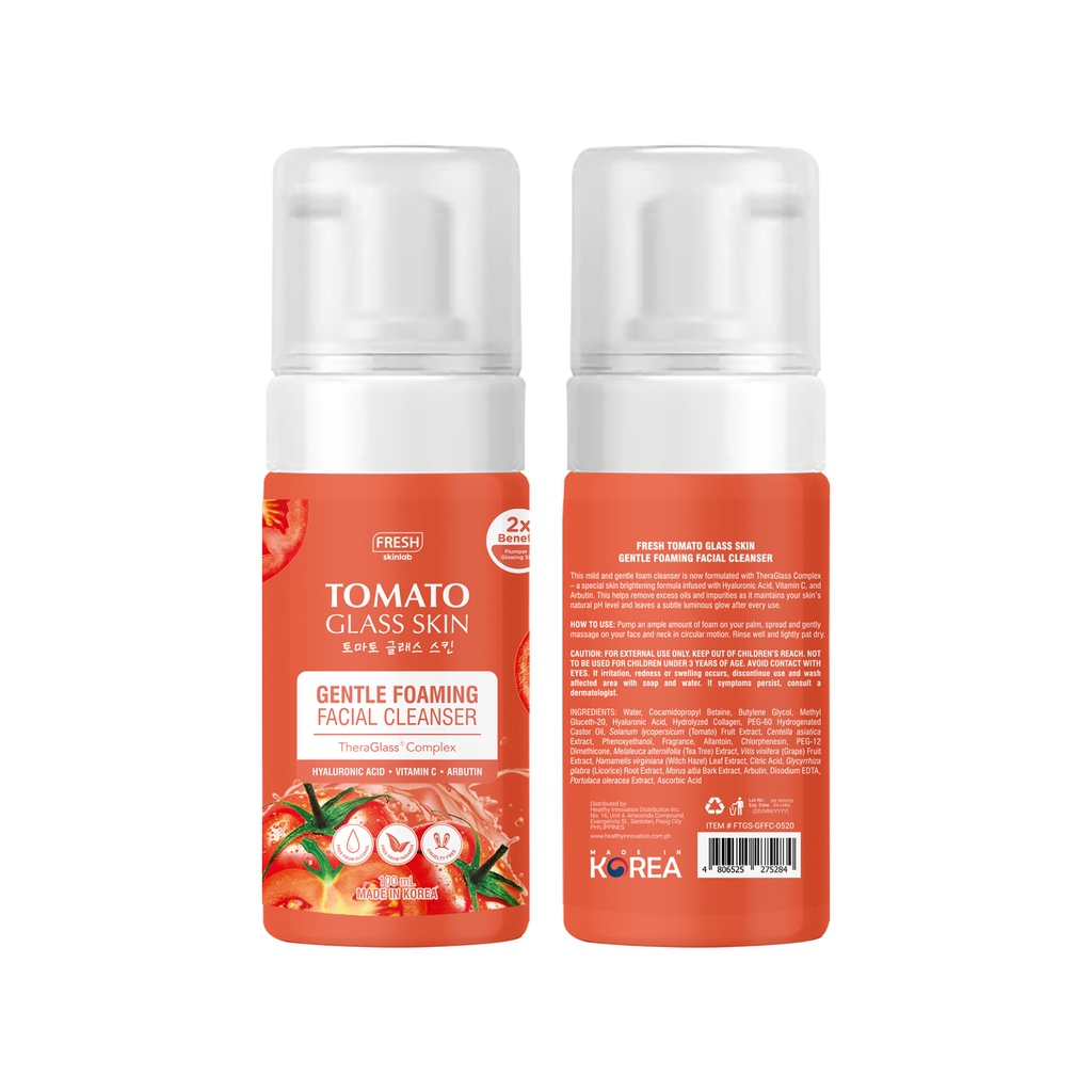FRESH SKINLAB Tomato Glass Skin Gentle Foaming Facial Cleanser 100mL ...
