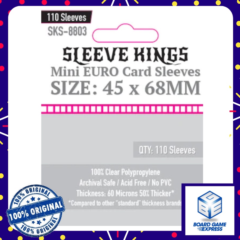 Sleeve Kings Mini Euro Sleeves (45 x 68mm) 110 Pack 50 Thicker