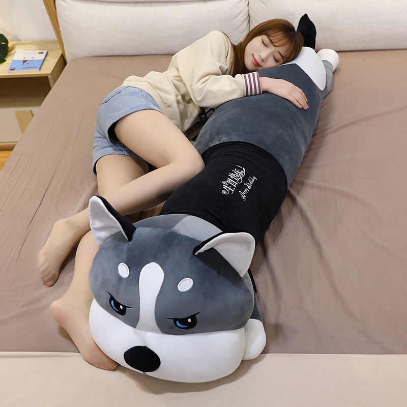 Cute Husky Plush Toy Long Strip Pillow Doll Ragdoll Two Pug Dog ...