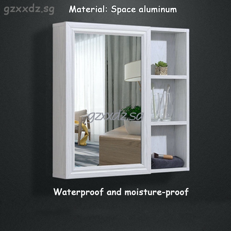 home lifeSpace aluminum light luxury bathroom mirror with shelf