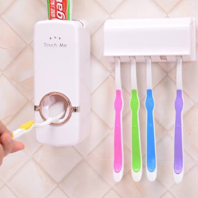 Toothbrush Toothpaste Dispenser Holder Wall Mounted Automatic Squeeze ...