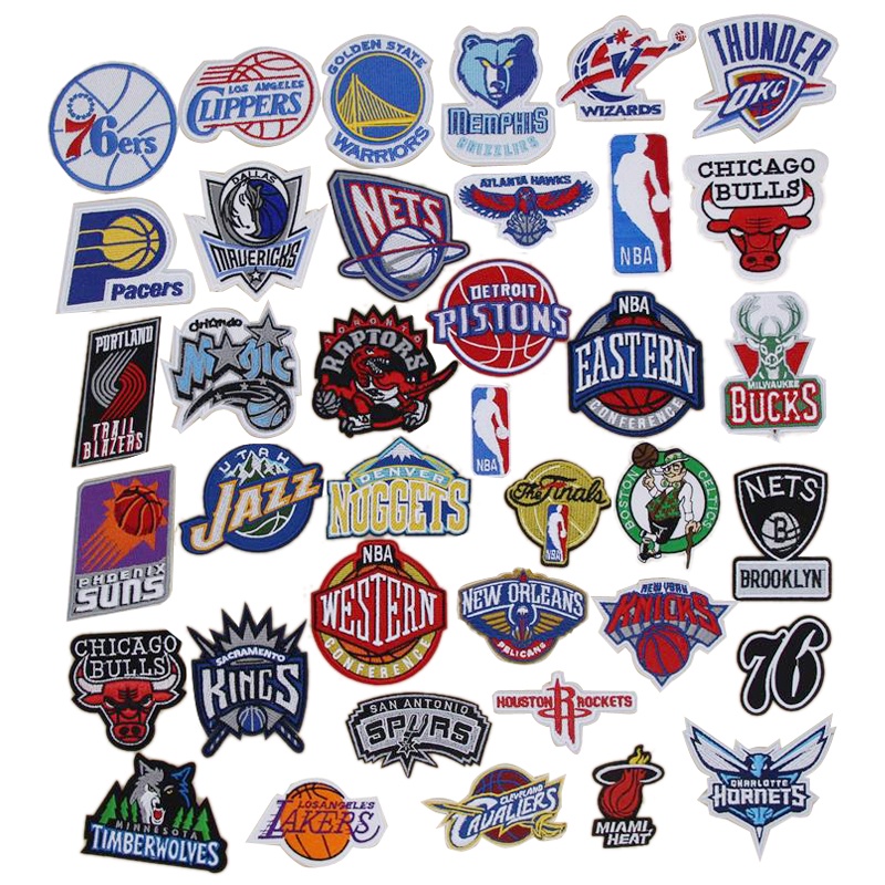 NBA American Basketball Team Eastern Western Embroidered Cloth Stickers ...