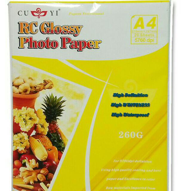 Cuyi Rc Glossy Photo Paper 260gsm （3r4r5ra4）20sheets Shopee Philippines 5884