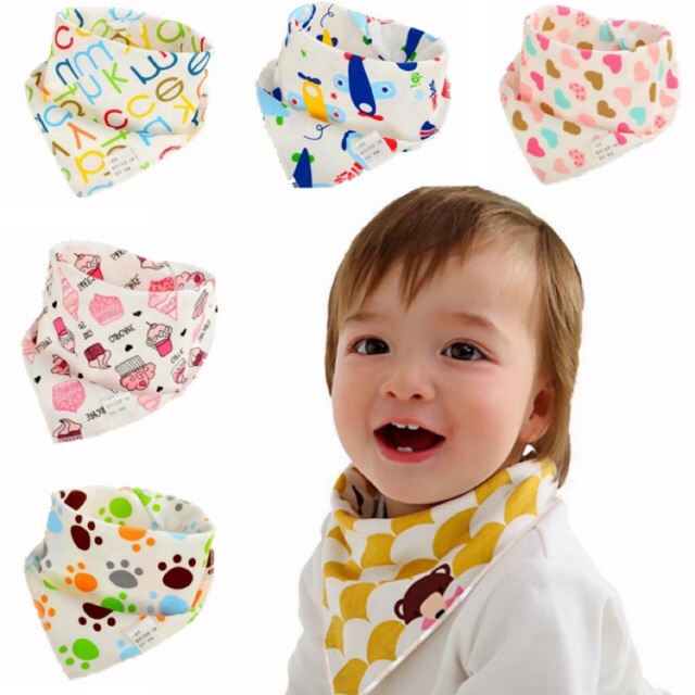 Baby Bib Bibdana 2 sided designs triangle cotton towel Shopee