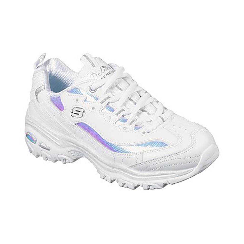 Skechers d lite white 2024 silver