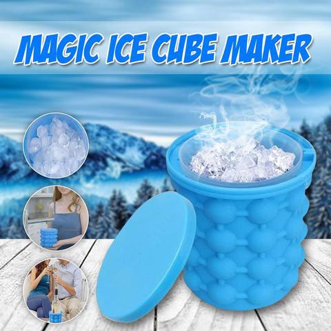 Silicone Ice Cube Magic Maker Revolutionary Space Saving Ice Genie Tray  Bucket