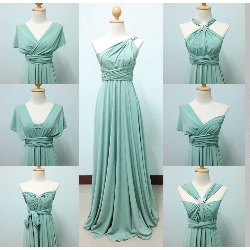 SAGE GREEN INFINITY DRESS WITH ATTACHED TUBE FLOORLENGTH Shopee Philippines