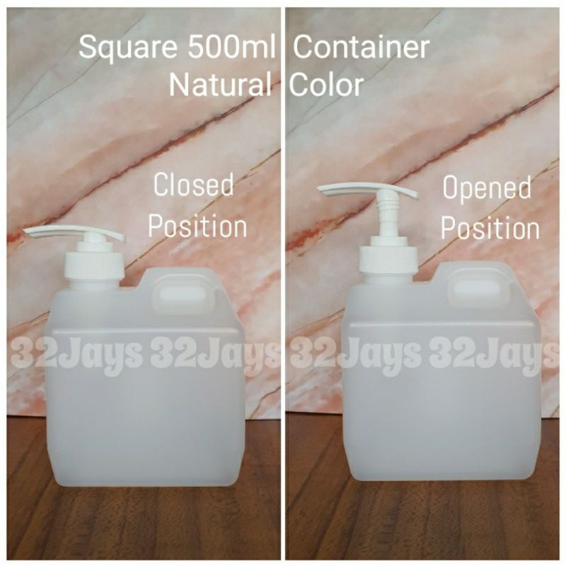 HDPE 500ml Square Lotion Pump Bottle Empty Alcohol Liquid Soap Pump