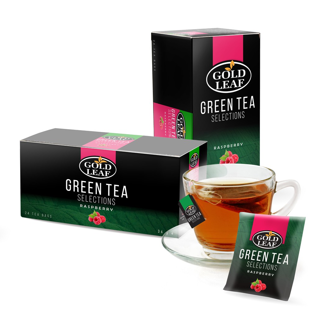 Gold Leaf Green Tea Selections: Raspberry Tea 24 Teabags ( Diet / Keto ...