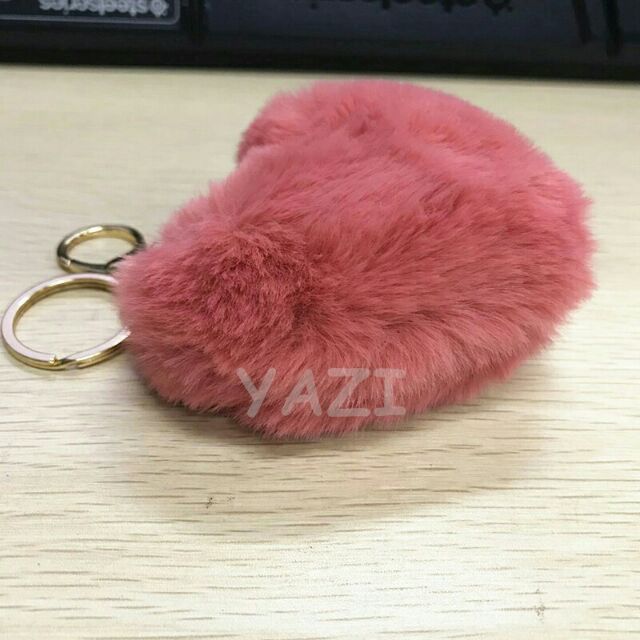 Yazi F15 Heart Shape Furball Bag Keychain Good Quality(small size