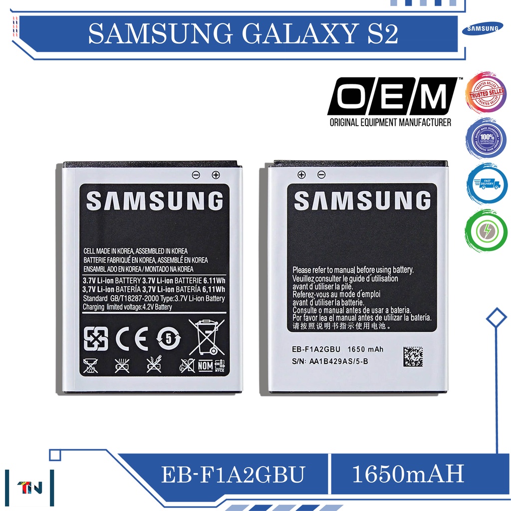 Samsung Galaxy S2 Battery 1650mAh Model:EB-F1A2GBU OEM | Shopee Philippines