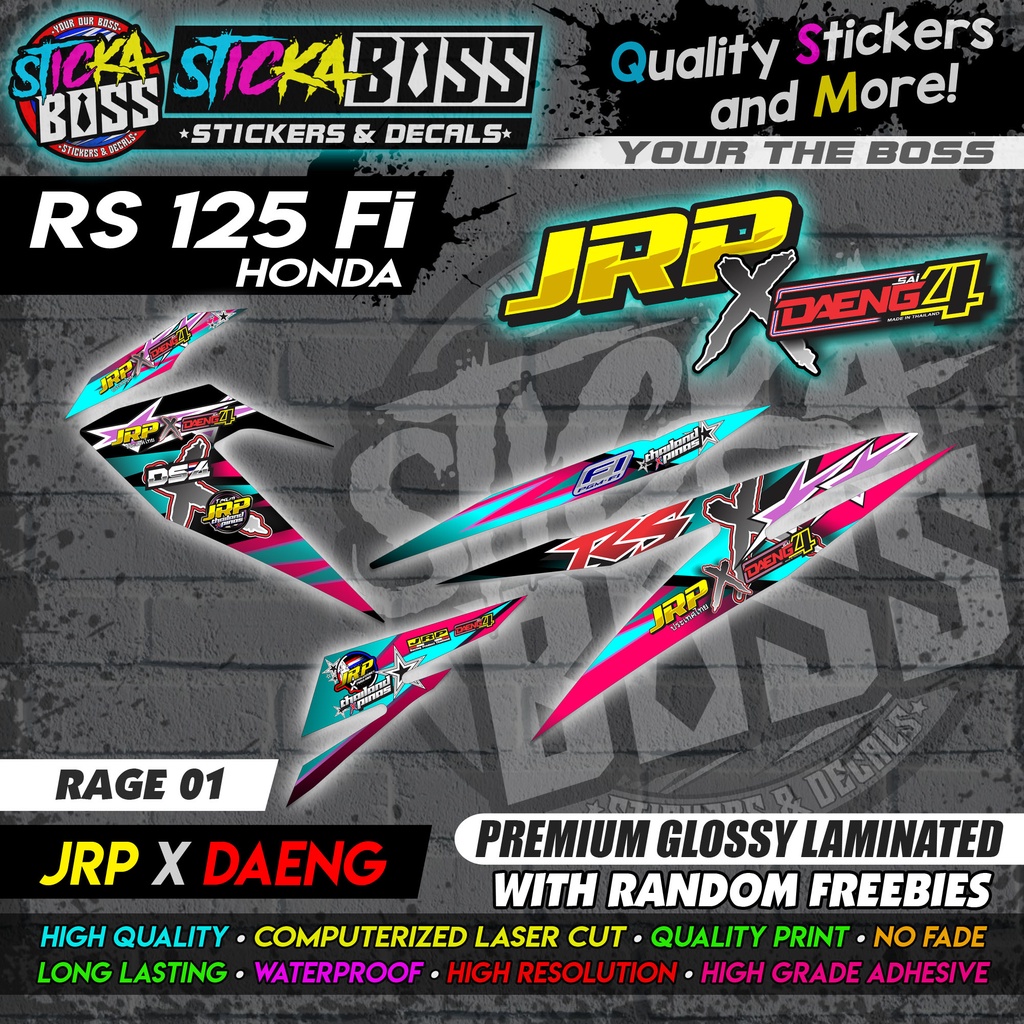 STICKER DECALS for RS 125 FI RAGE EDITION (RS125JRXDA) By STICKABOSS ...
