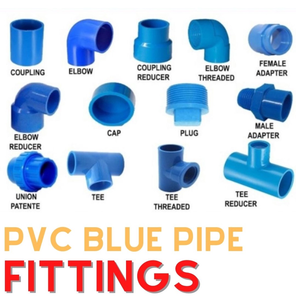 PVC Blue Pipe Fittings 1/2" Elbow / Tee / Coupling / Female Adapter ...