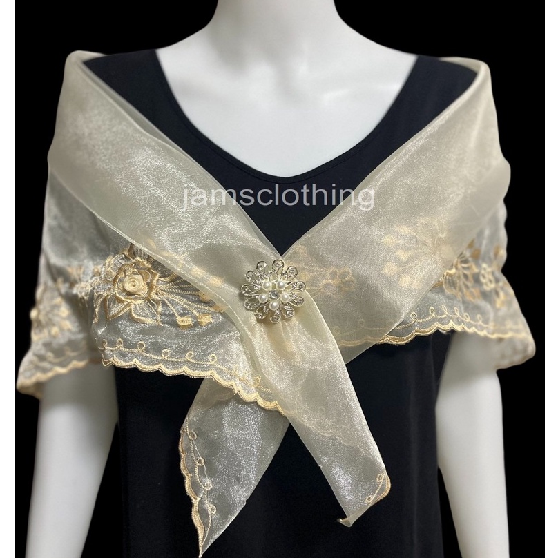 Filipiniana Alampay/Shawl with Free Brooch Shopee Philippines