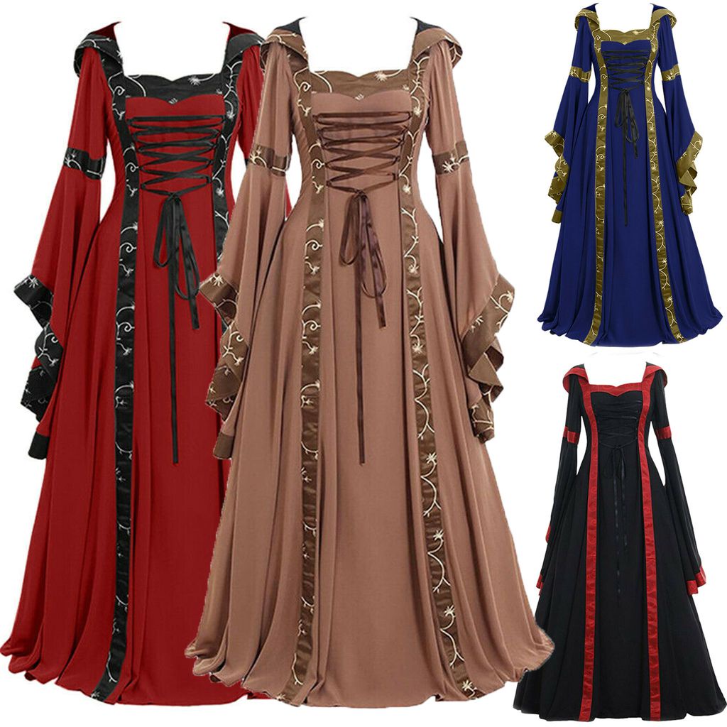 Halloween Women Medieval Dress Vintage Renaissance Gothic Cosplay ...