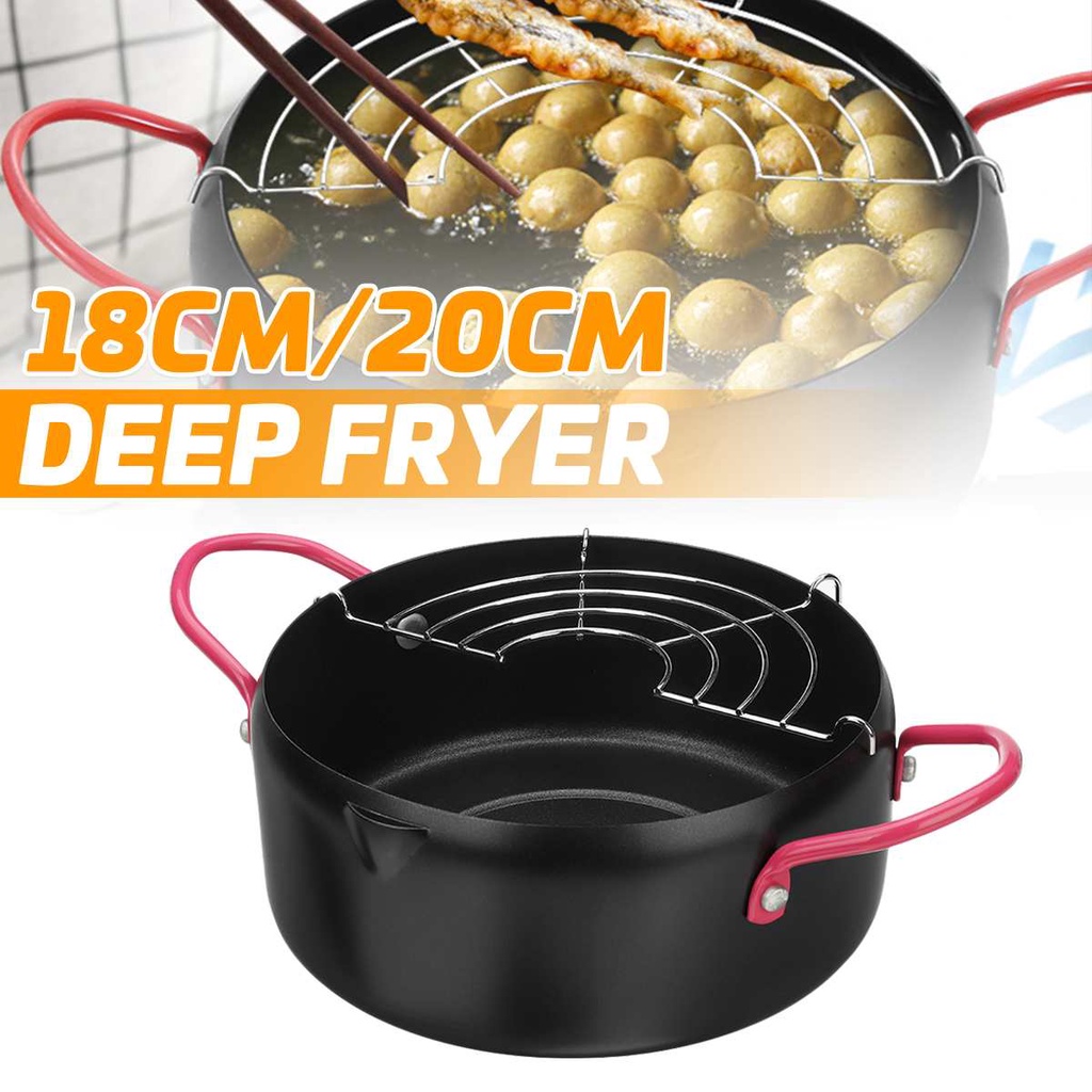 Japanese Deep Frying Pot Induction Tempura Deep Fryer Pot Kitchen Fryer