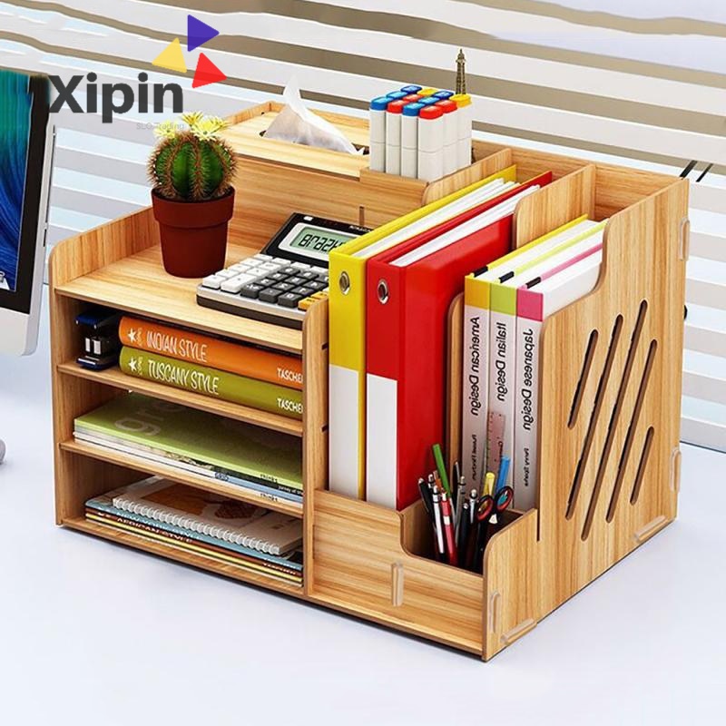 Wooden Desktop Organizer Light Weight Office Supplies Books Holder ...