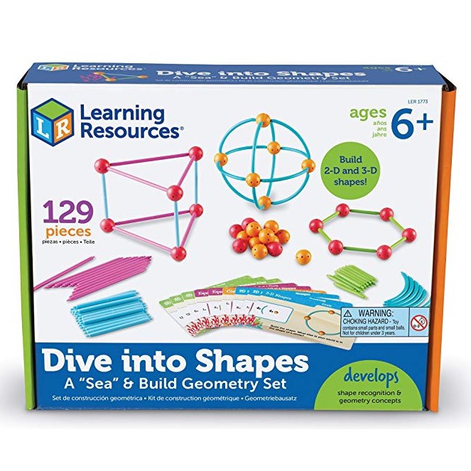 Learning Resources Dive into Shapes! Geometry Shape Building Set, 129 ...