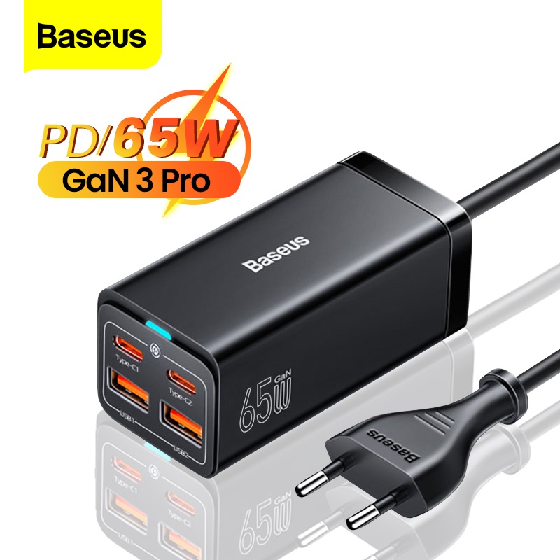 Baseus 65W GaN Charger Quick Charge 4.0 Type C PD USB Charger with QC 4.0  3.0 Portable Fast Charger For Laptop iPhone 15 14 13