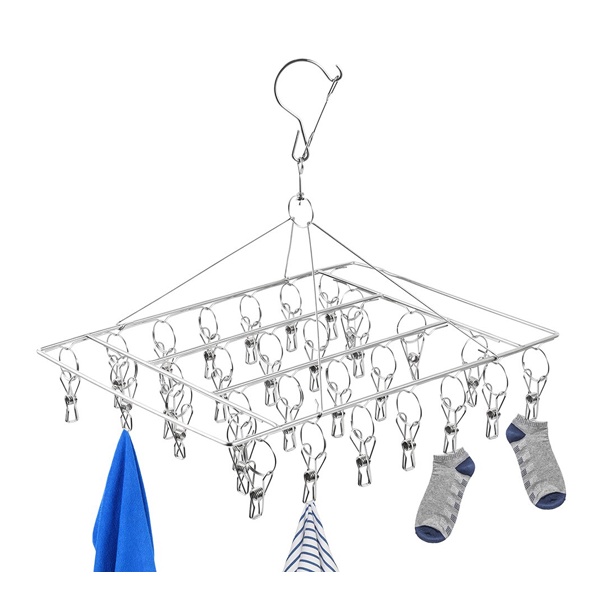 ♂ SQUARE HANGER Stainless Steel Hanging Drying Rack Pins 20 Clips