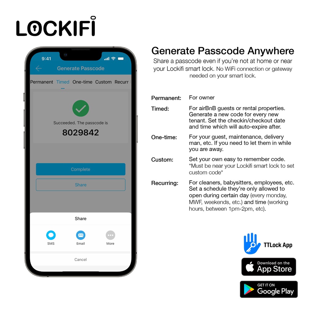 Lockifi Smart Lock Deadbolt T1 Black - TTLock app, fingerprint, card ...