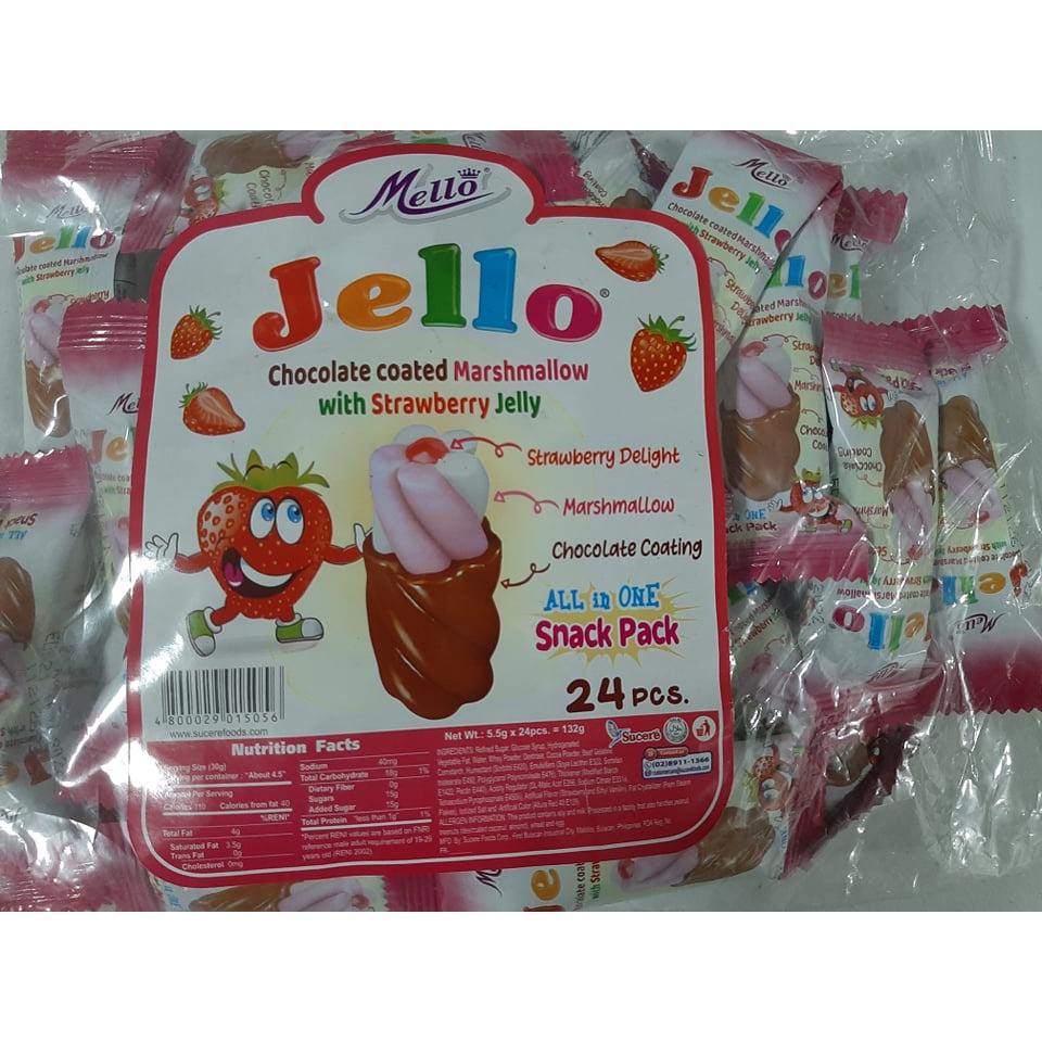 Mello Jello Chocolate Coated Marshmallow w/ Strawberry Jelly ( All in