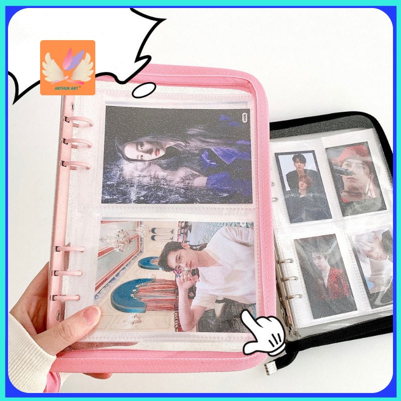ARThur A5 A6 Zipper Binder Flash Transparent Binder Zipper Binder K-pop ...